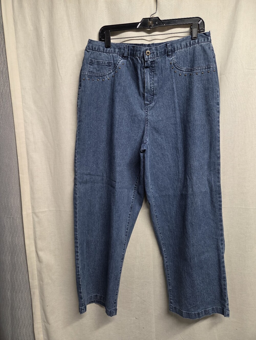 Alfred Dunner Medium Blue Women's Boot Cut Jeans with Pocket Studs